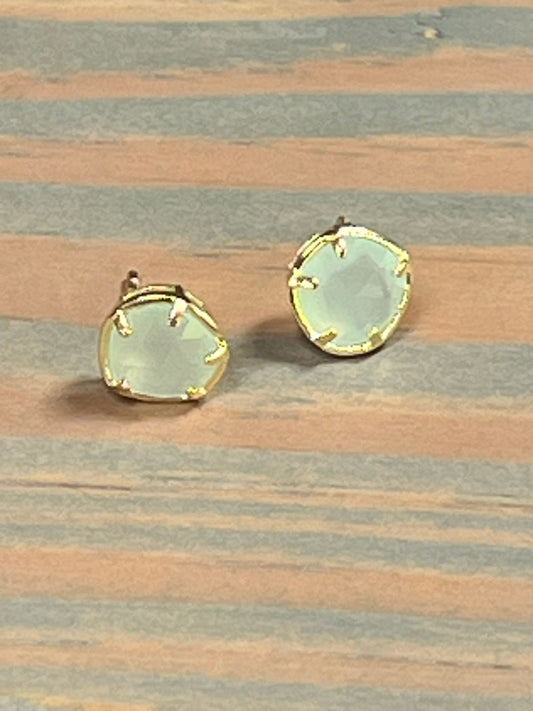 Light Aqua Faceted Chalcedony Earrings Gold Vermeil