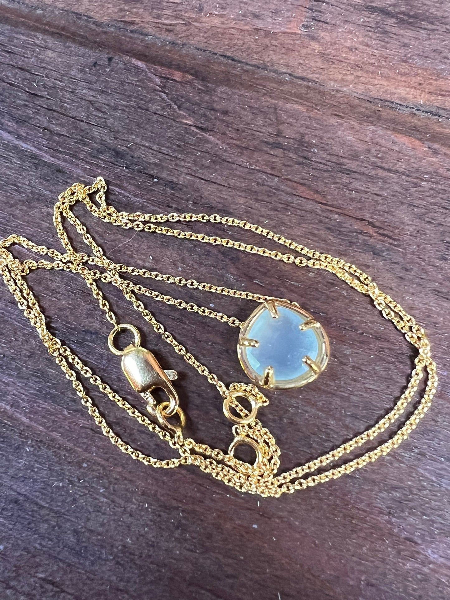 Pear-shaped Aqua Chalcedony Necklace 16-18”