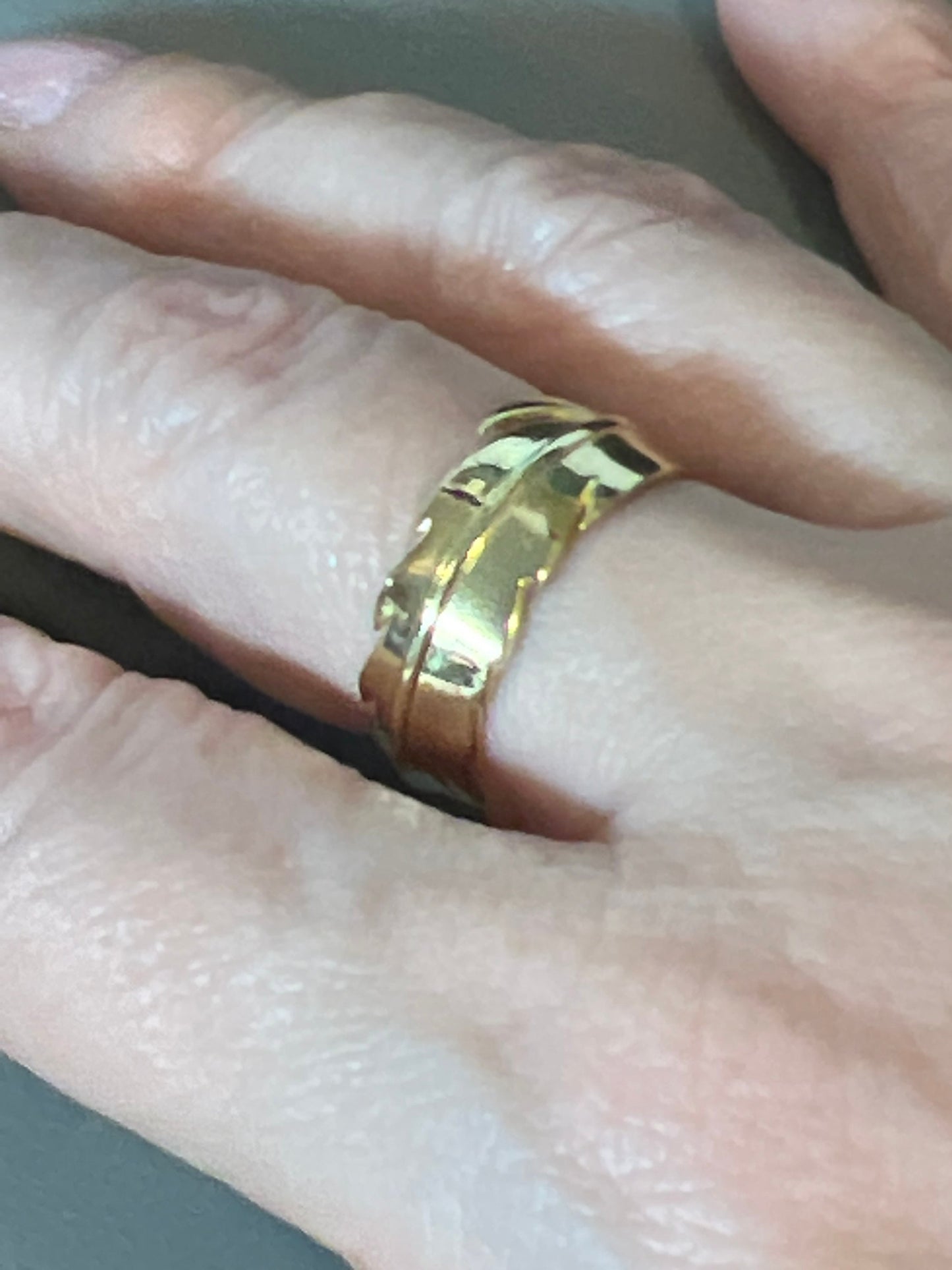 Gold Vermeil Feather Ring Band, size 6