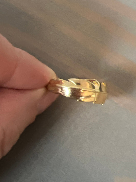Gold Vermeil Feather Ring Band, size 6
