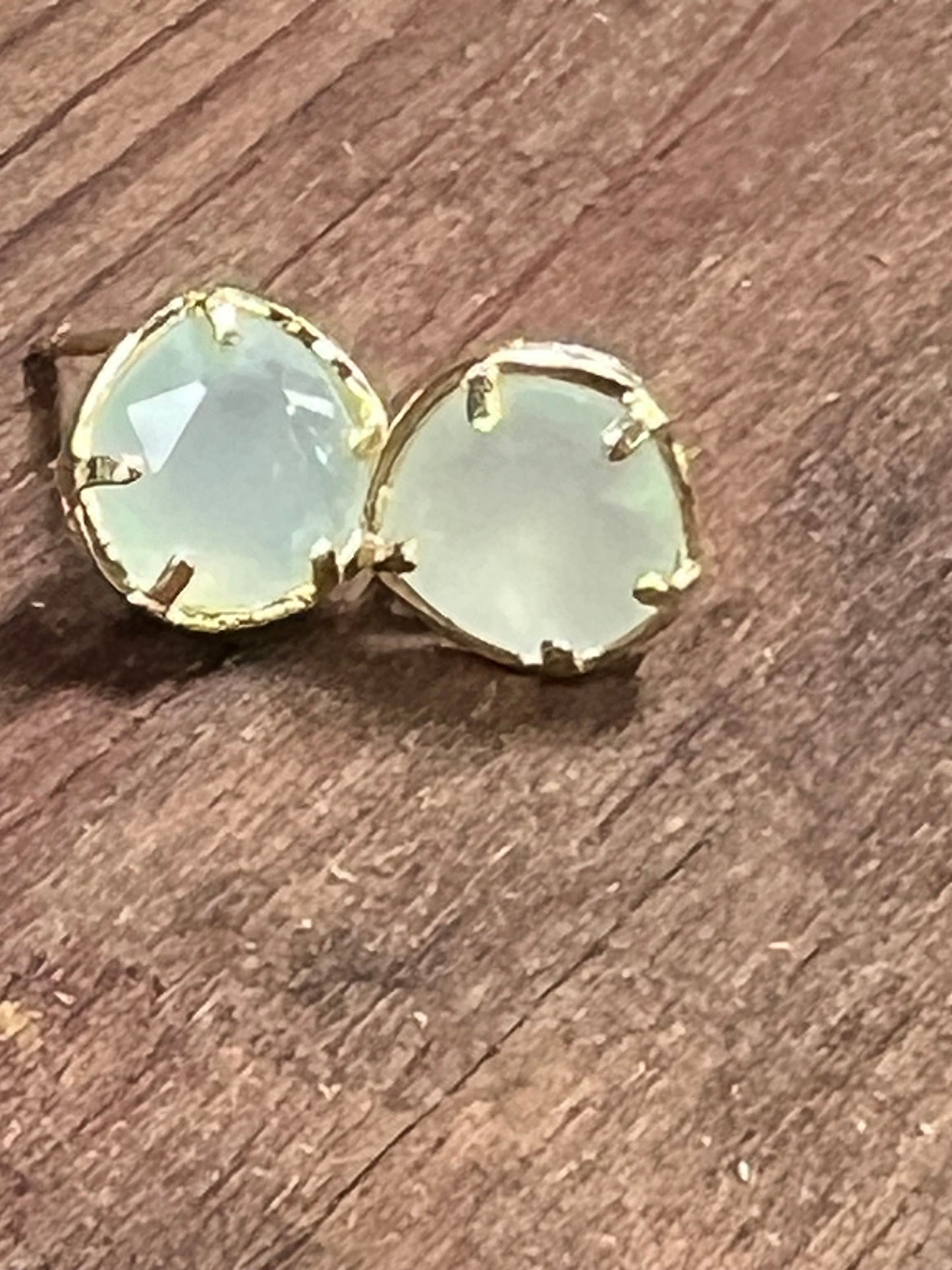 Light Aqua Faceted Chalcedony Earrings Gold Vermeil