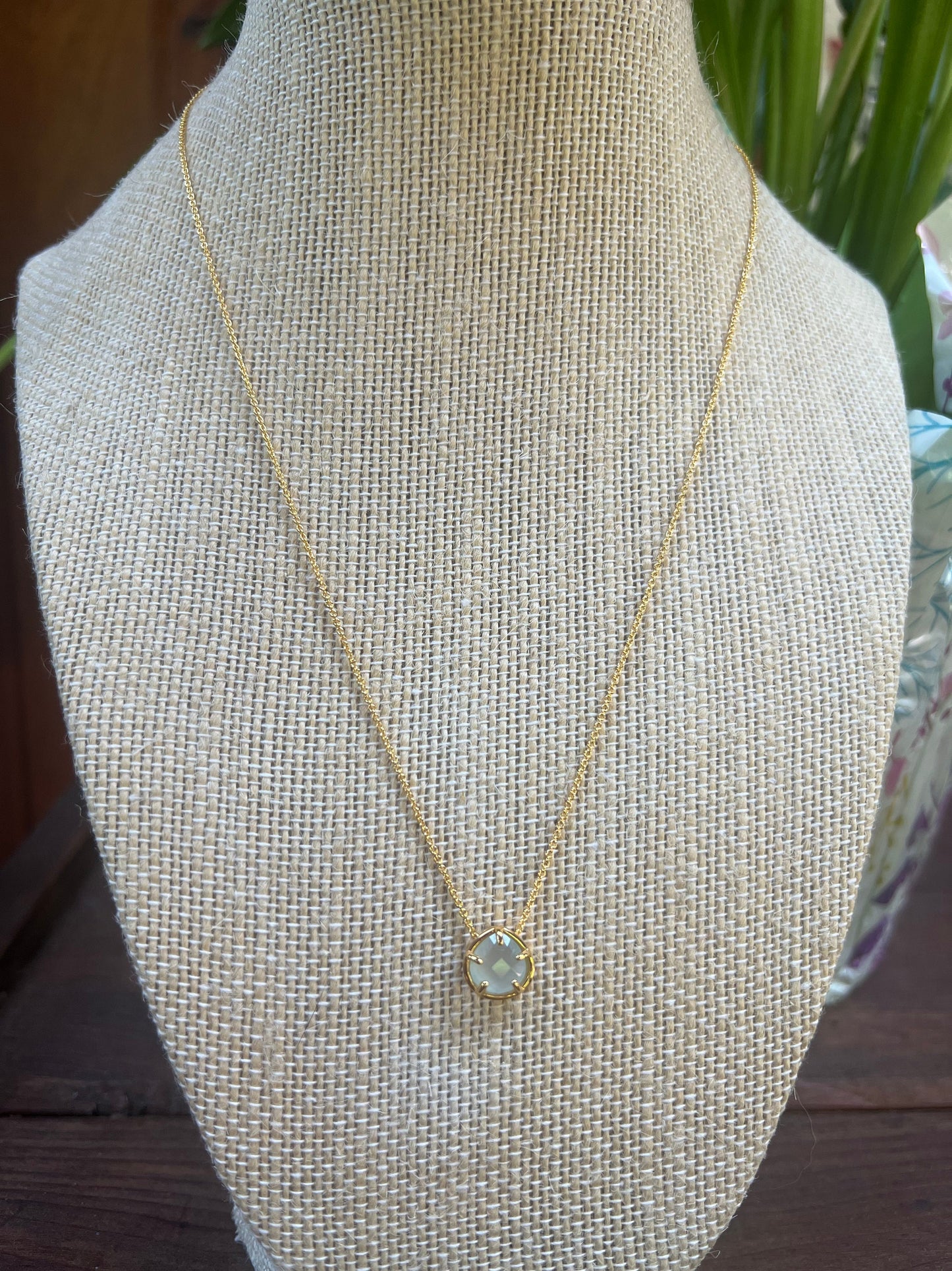 Pear-shaped Aqua Chalcedony Necklace 16-18”