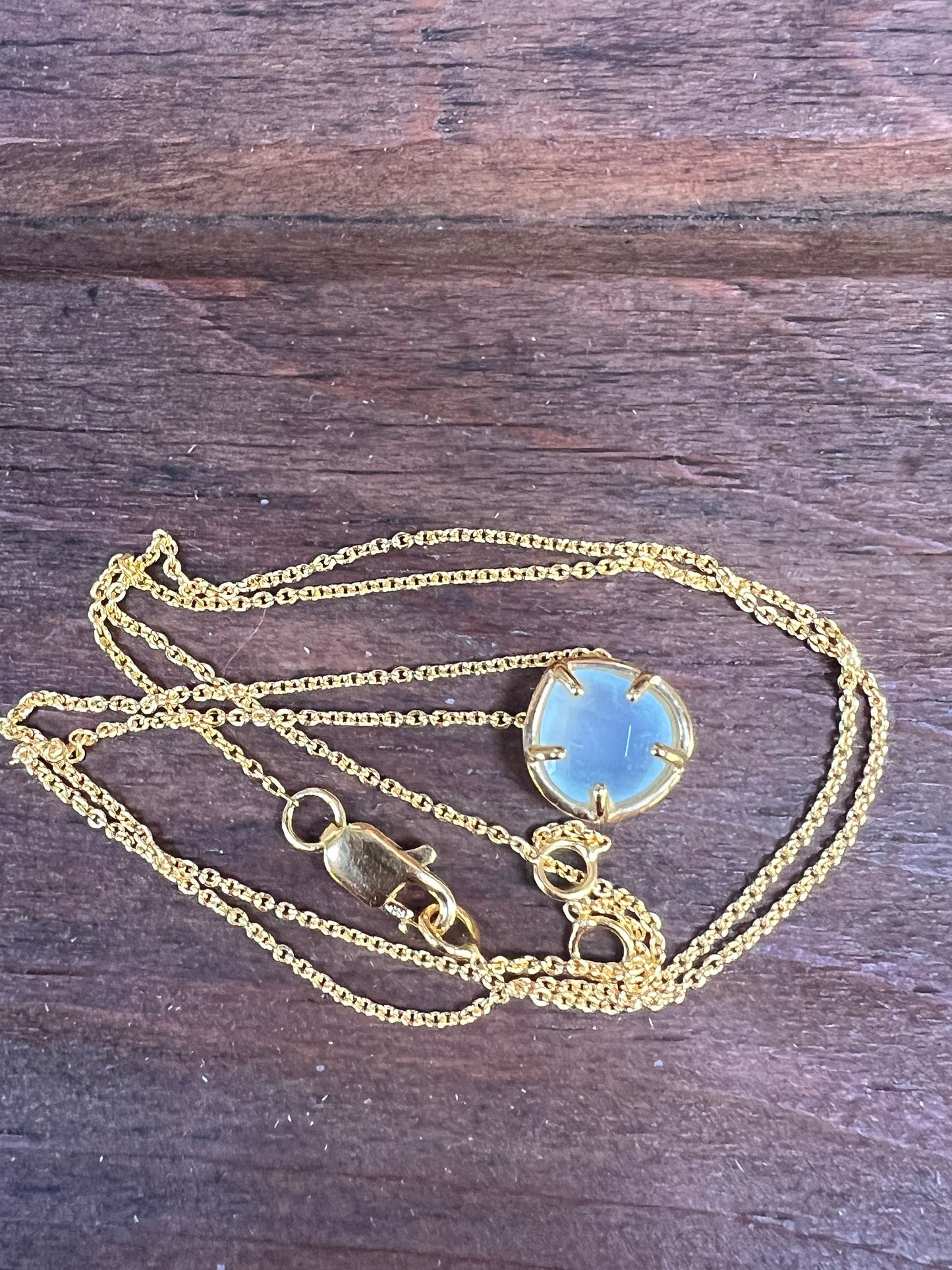 Pear-shaped Aqua Chalcedony Necklace 16-18”