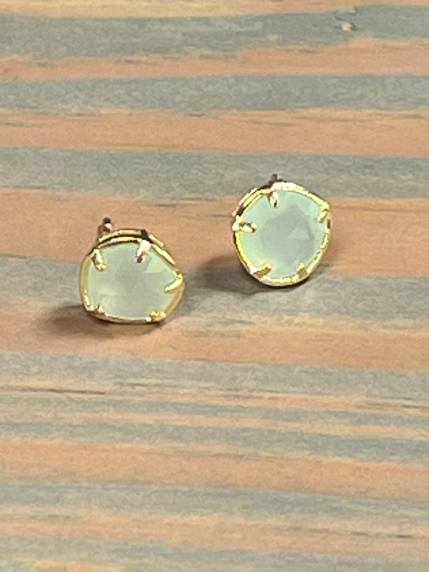 Light Aqua Faceted Chalcedony Earrings Gold Vermeil